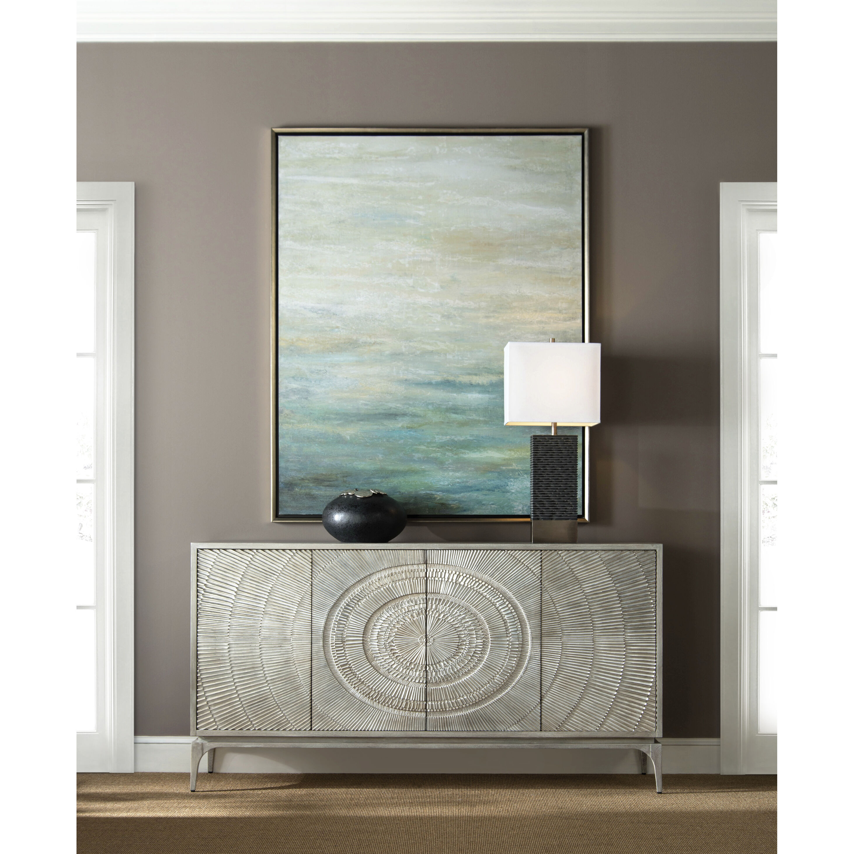 Cosmos Silver White and Grey Oak Cabinet